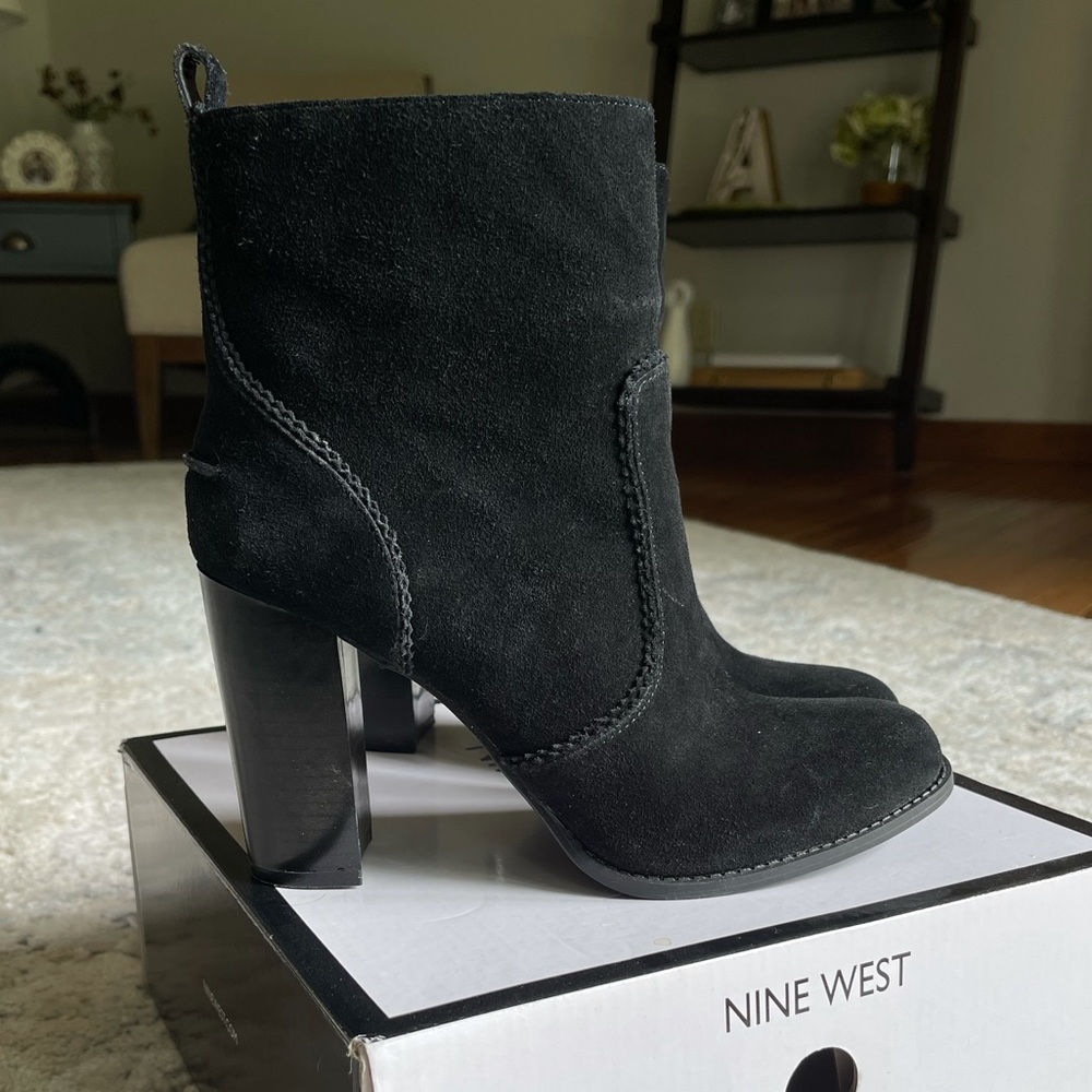 Nine West Quicksand Black Suede Ankle Boots